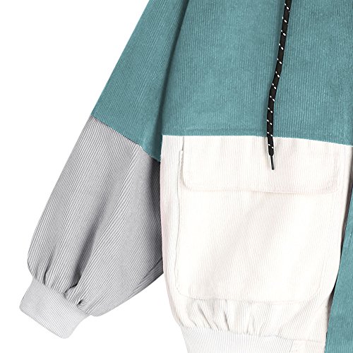 WEUIE Women Outwear Hot Sale! Women Long Sleeve Corduroy Patchwork Oversize Jacket Windbreaker Coat Overcoat (S,Blue )