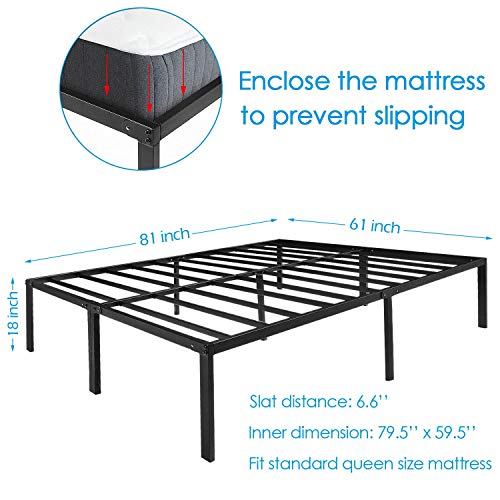 HAAGEEP 18 Inch Queen Bed Frame No Box Spring Needed High Platform