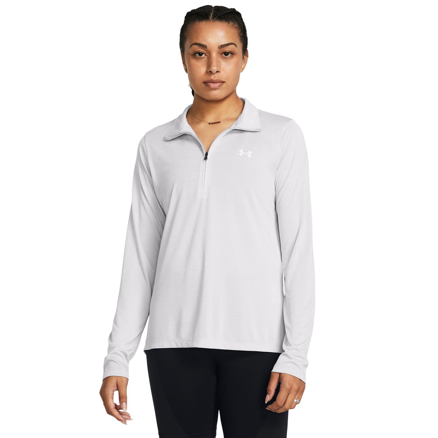 Under Armour Womens Tech Twist Quarter Zip, (014) Halo Gray / / White, Small Image
