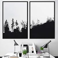 2 Piece Framed Canvas Wall Art Misty Forest Canvas Prints Home Artwork Decoration for Living Room,Bedroom - 16