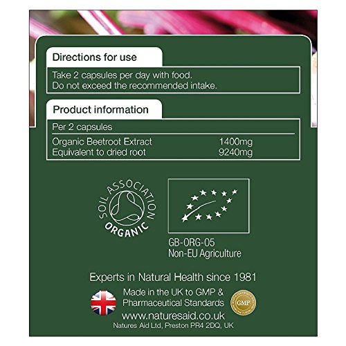 Natures Aid Organic Beetroot 4620mg 60 Capsules x 2 Pack =(Total 120 Capsules)