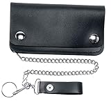 Carroll Leather 638 Black 5-Pocket Biker Wallet with Chain