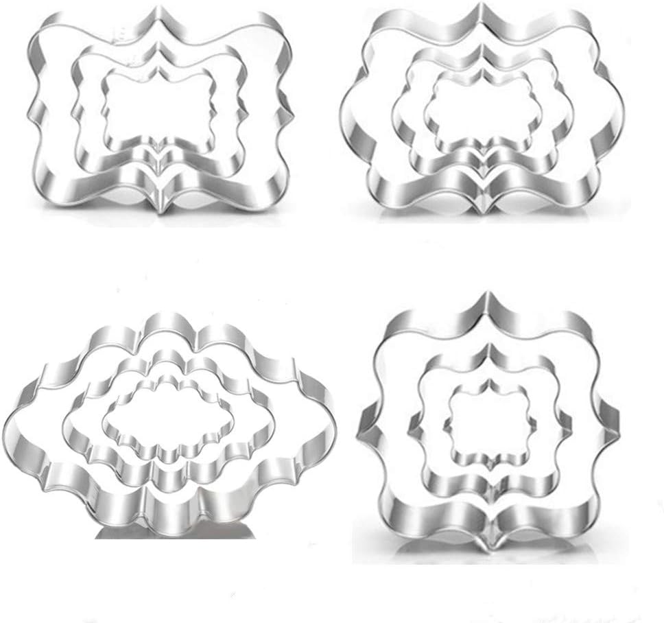 BakingWorld Plaque Cookie Cutter Set - 12 Piece - Square,Oval,Rectangle,Photo Plaques Frame Fondant Cutters -Stainless Steel(Assorted Sizes)