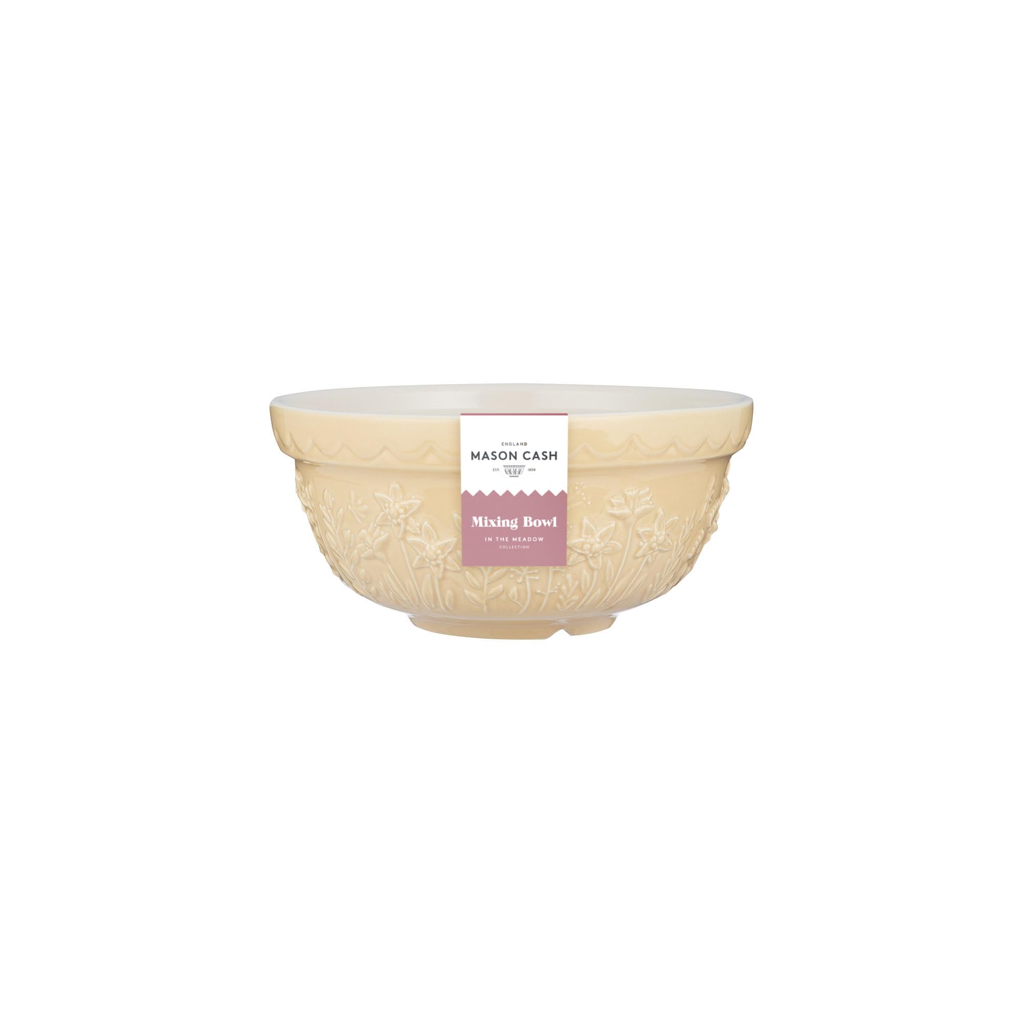 Mason Cash in The Meadow Size 30 Mixing Bowl 21cm | 1.1 Litre Floral Embossed Earthenware Bowl for Baking, Prep & Serving | Dishwasher Safe
