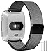 Vancle Metal Band Compatible with Fitbit Versa Bands, Stainless Steel Mesh Loop Metal Replacement Wristbands with Magnet Lock for Fitbit Versa (Black, Large)