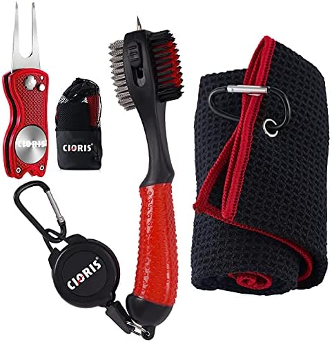 MZ Mzeat Golf Groove Cleaning Tool Set, Microfiber Waffle Pattern Golf Towel, Retractable Club Groove Cleaner Brush, Foldable Divot Tool with Magnetic Ball Marker MZ Mzeat Golf Groove Cleaning Tool Set, Microfiber Waffle Pattern Golf Towel, Retractable Club Groove Cleaner Brush, Foldable Divot Tool with Magnetic Ball Marker