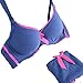 ROPALIA Women's Cotton Lingerie Push Up Bra Underwear Panties Set Padded Up Bra Blue
