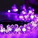 LE 23ft 17m LED Solar Fairy Lights, Waterproof, 50 LEDs, Violet, Portable, with Light Sensor, Outdoor Blossom String Lights, Ideal for Christmas, Wedding, Party