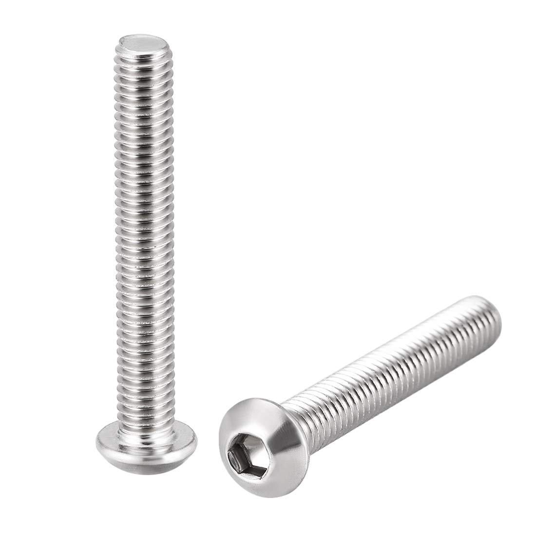 sourcing map M6x40mm Machine Screws Hex Socket Round Head Screw 304 Stainless Steel Fasteners Bolts 10pcs