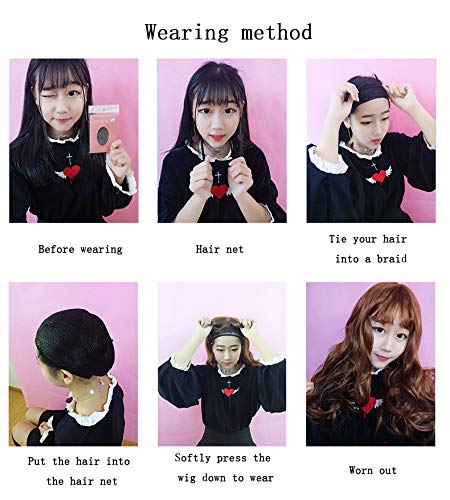 Black Wig Long Curly Hair Split Sleeve Wave Wig Middle Part Heat