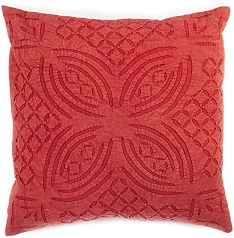 16x16 Faded Red Applique Organic Cotton Pillow Cover - Handmade - Designer Applique Pillow Cover - Unique Applique Pattern