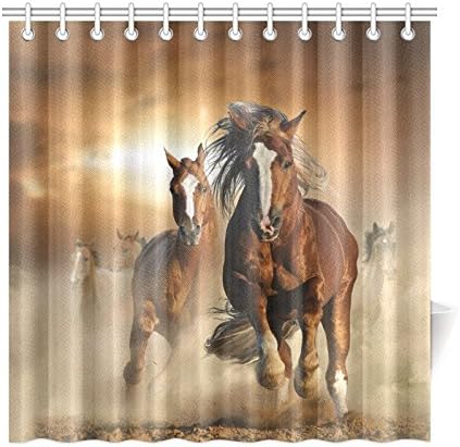 Amazon Com Interestprint Running Horses Cool Animal House Decor Shower Curtain For Bathroom Decorative Fabric Bath Curtain Set With Rings 72 Wide X 72 Height Inches Home Kitchen