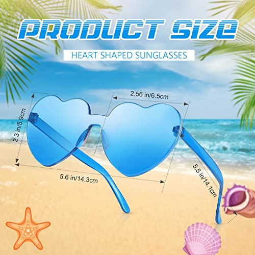 RTBOFY Blue Heart Sunglasses for Fashion Party Queen Style, Rimless
