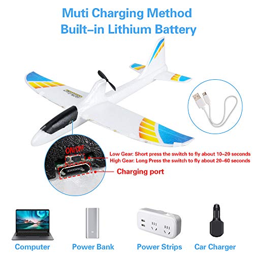 Electric Airplane Toys, Rechargeable 2 Flight Mode Throwing Plane, Outdoor Sport Toy, Foam Education Glider Aeroplane for boys Adults, Family Flying Game Toy,Styrofoam Airplanes,Gift for Kids Teens