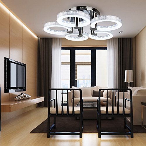 Benlet Modern Style LED Acrylic Chandeliers Ceiling Light Lamp Living Room, Hallway Pendant Lamp with 5 Lights, Cool White Light(US Stock)