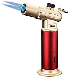 Honest Kitchen Torch Blow Torch Refillable Butane Torch For Cooking Food Baking BBQ & More (Gold)