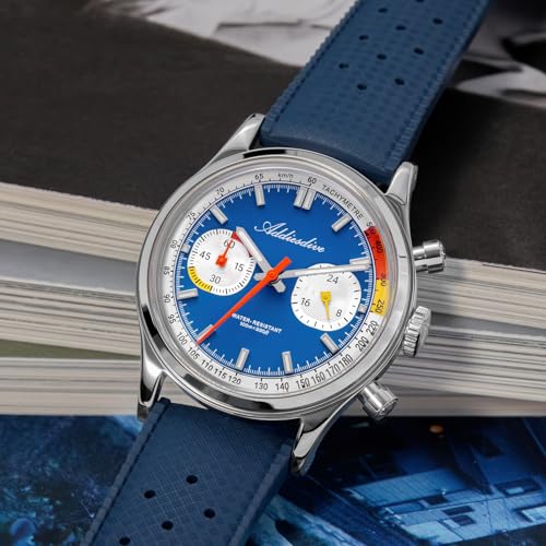 ADDIESDIVE Men’s 38mm Quartz Chronograph Watch, 100M Water-Resistant, BGW9 Luminous, 316L Stainless Steel, Nylon Strap, FKM, Rubber