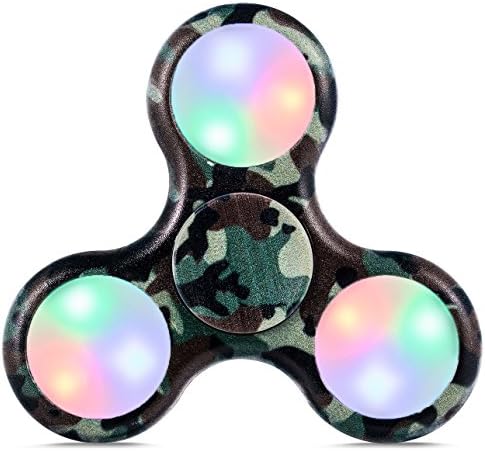 Hezwell Colors LED Fidget Spinner, LED Glow Flashing in the Dark Tri Hand Spinner with LED Lights EDC Toy Relieves Anxiety (Camouflage Green)