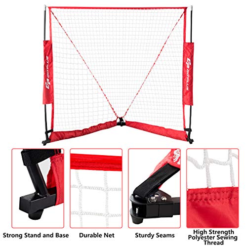 image for Goplus 4' x 4' Lacrosse Goal Net Foldable Portable Youth Lacrosse Goal