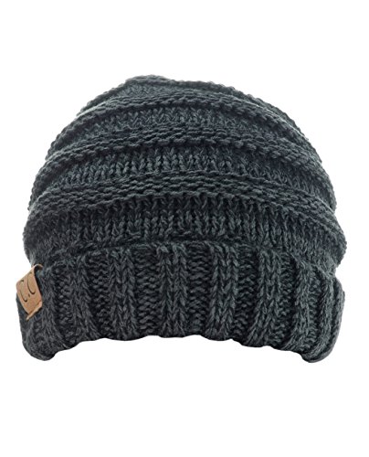 NYFASHION101 Oversized Baggy Slouchy Thick Winter Beanie Hat, Black/Gray Mix