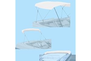 SavvyCraft 3 Bow Bimini Top Replacement Canvas Cover with Storage Boot/Without Frame, 3 Bow 72" L 79"-84" W White Color