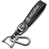 MOYEE Genuine Leather Car Keychain Compatible with Acura TLX TLX-L ILX RLX RDX CDX RLX NSX Accessories, Family Key Chain Holder for Women and Men (Black)