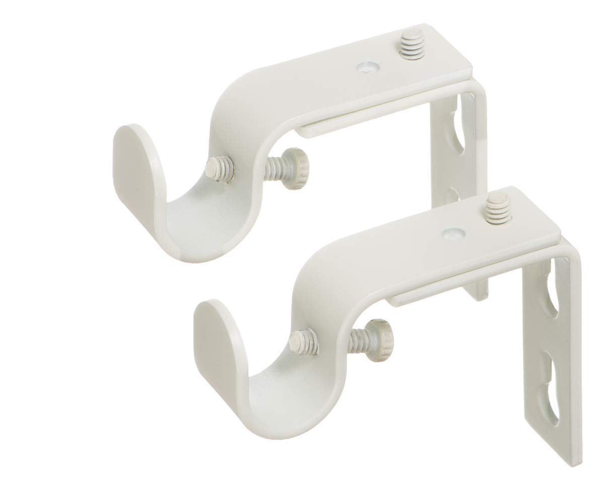 Ivilon Short Projection Brackets for Curtain Rods - for 1/2 or 5/8 Inch Rods. Set of 2 - Ivory