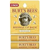 Burt's Bees 100% Natural Moisturizing Lip Balm, Beeswax, 2 Tubes in Blister Box