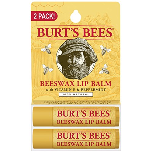 Burt's Bees 100% Natural Moisturizing Lip Balm, Original Beeswax with Vitamin E & Peppermint Oil   2 Tubes