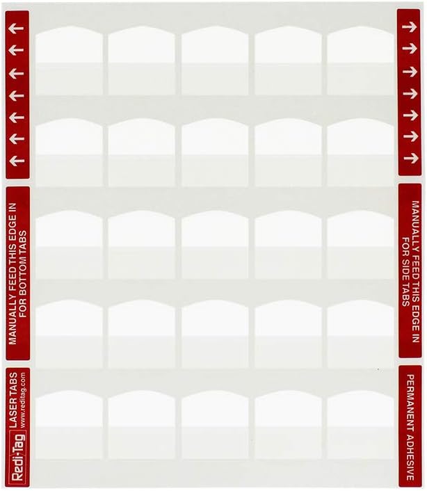 Redi-Tag Laser Print Customizable Index Tabs, Permanent Adhesive, 1-1/8 x 1-1/4 Inches, Bulk Packed, 375 Tabs per Pack, White (39017) : Office Products