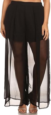 pants with skirt overlay plus size