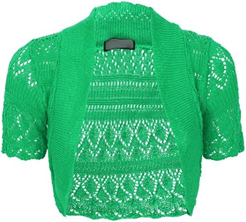 GIRLS KIDS KNITTED BOLERO CROCHET SHRUGS CARDIGAN QUALITY SHORT SLEEVES(SIZES: 2-13Yrs)