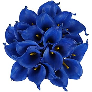 Luyue Calla Lily Bridal Wedding Bouquet Head Lataex Real Touch Flower Bouquets Pack of 20 (Royal Blue)