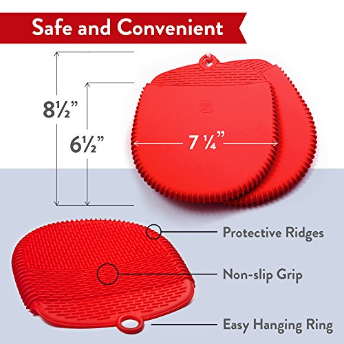 The Ultimate Pot Holders / Oven Mitts | 100% Silicone Mitt is Healthier Than Cotton & Easier to Clean, Won't Grow Mold or Bacteria | Unique Design Makes it Safe, Non-Slip, Flexible (Coral Red, 1 Pair) - Thumbnail 2