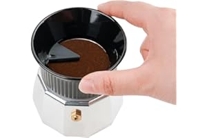 watchget Moka Pot Dosing Funnel, Espresso Coffee Dosing Funnel Plastic Moka Pot Dosing Ring 54mm Powder Receiver and Distribution Tool For 3 Cups Moka Express Pot, Black