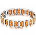 MOWOM Silver Tone Orange Stainless Steel Rubber Bracelet Link Wrist I Rectangular