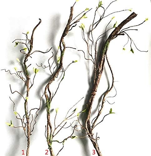 Yugust 3 PCS Artificial Dried Rattans, Real Touch Plastic Fake Tree Branches with Leaves and Moss for Garden Wedding Festival Windowsill Balcony Courtyard Decor