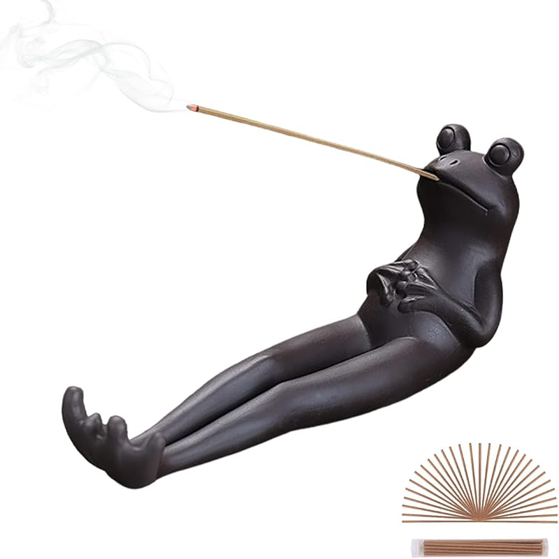 ChangWanna Frog Incense Stick Holder with 45 Sandalwood Sticks