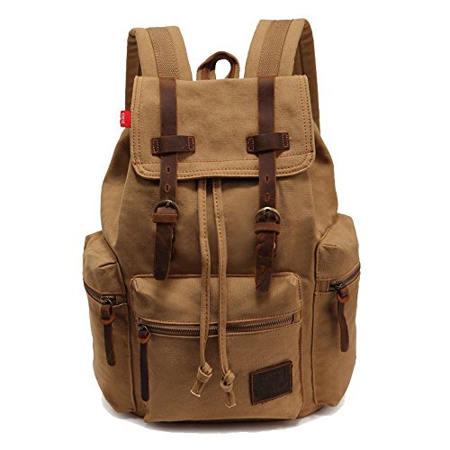 khaki rucksack canvas backpack