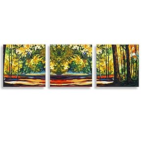 3 Piece Canvas Wall Art for Living Room Bedroom Home Artwork Romantic Autumn Scenery Paintings Ready to Hang - 12"x12"x3 Panels