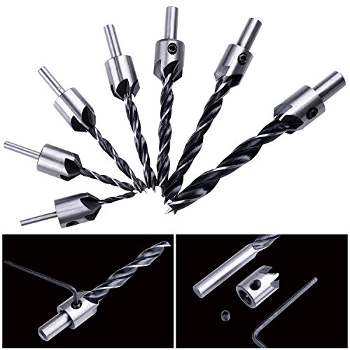 NOUVCOO 7PCS Carbon Steel Countersink Drill Bit Set,Carpentry Reamer Woodworking Chamfer End Milling Diameter 3mm-10mm NC07 - Thumbnail 3