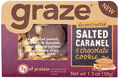 Graze Salted Caramel & Chocolate Cookie Mix with Peanuts, Milk Chocolate Salted Caramel Buttons, Almond Cookie Drops & Pumpkin Seeds, 1.3 Ounce Box, 9 Pack