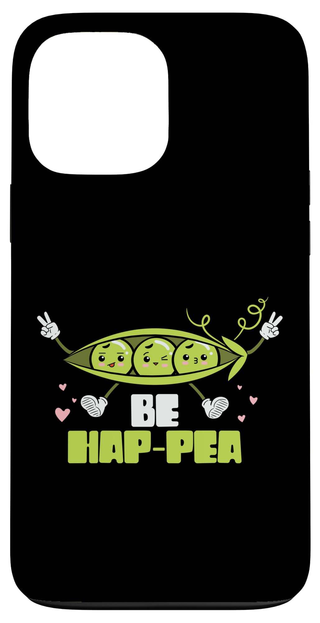 Stay Positive with Cute Pea Characters - Be Hap-Pea Case for iPhone 13 Pro Max