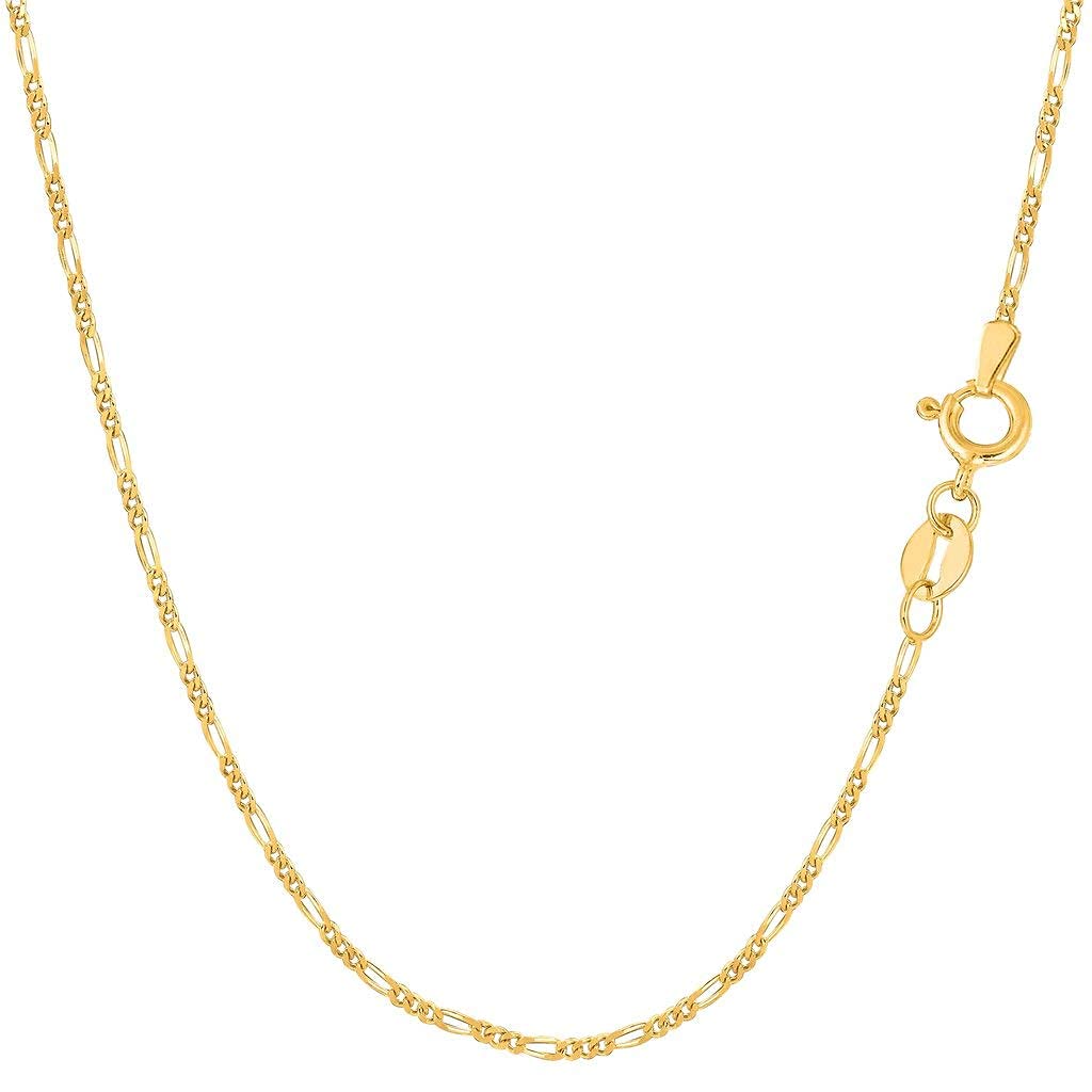 SISGEM 14 ct Gold Figaro Chain, Solid Yellow Gold Figaro Chain Necklace of Width 1.13mm and Length 46cm, for Women Girls Ladies Mum Sisters