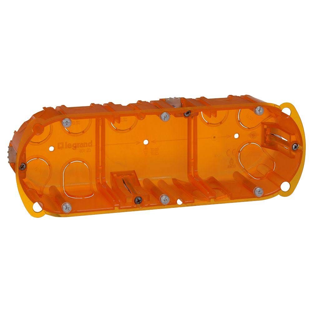 Legrand 080123 Multi-Material Batibox Box with 3 Stations or 6 to 8 Modules for Vertical or Horizontal Use, 50 mm Depth, Pack of 10