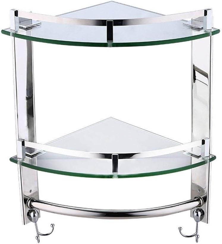 Amazon Com Zwj Command Shelf Strip Corner Glass Shelf Wall Mounted Shower Storage Rack Space Aluminum Bathroom Wall Shelves Triangular Accessories With Screws Xindekaishitc813 Size 2tiers Home Kitchen