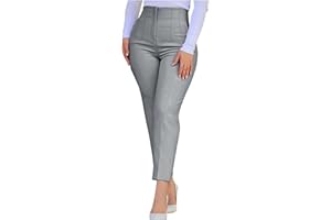PBNBP Women's High Waisted Slacks with Pockets Casual Pleated Front Ankle Pants Tapered Slim Fit Fashion Stretchy Trousers