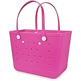 UeKeKicg Beach Bag X Large Rubber Tote Bag, Waterproof Washable Open for Women Croc Bag Hand Bag for Beach Pool Yoga