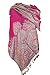 Achillea Luxurious Big Paisley Jacquard Layered Woven Pashmina Shawl Wrap Scarf Stole (Fuchsia)