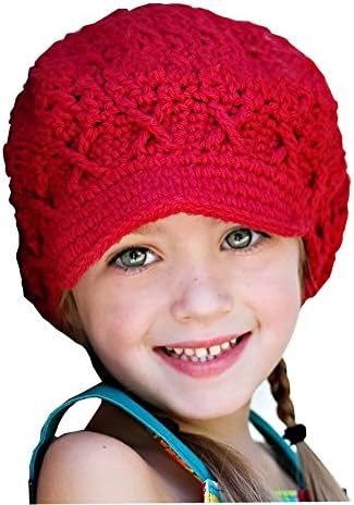 Kid Girls Headwear Ages 2-8 Autumn Stretchy Knit Brim Hat Cute Spring Flower Beanie Cap